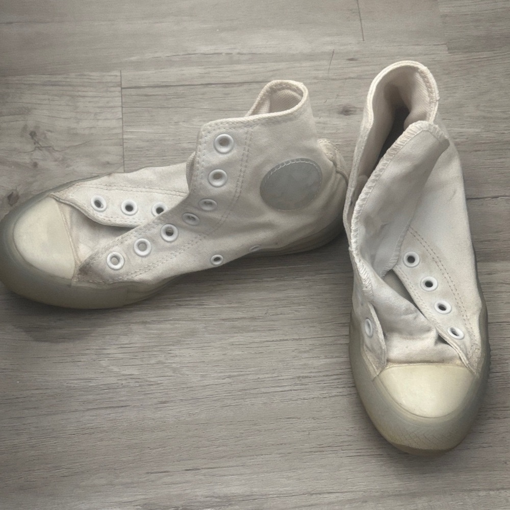 Kids High-Top Canvas Sneakers in White